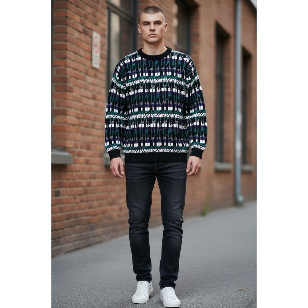 Vintage Expressions Cosby Sweater Mens XL Striped Knit Grandpacore 90s